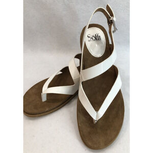 Sofft Rory 8.5M White Patent Leather Strappy Thong Sandals -New in Box